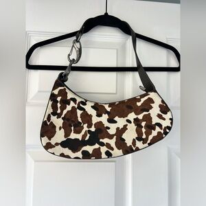 Dolce Vita Brown and White Cow Print Shoulder Bag